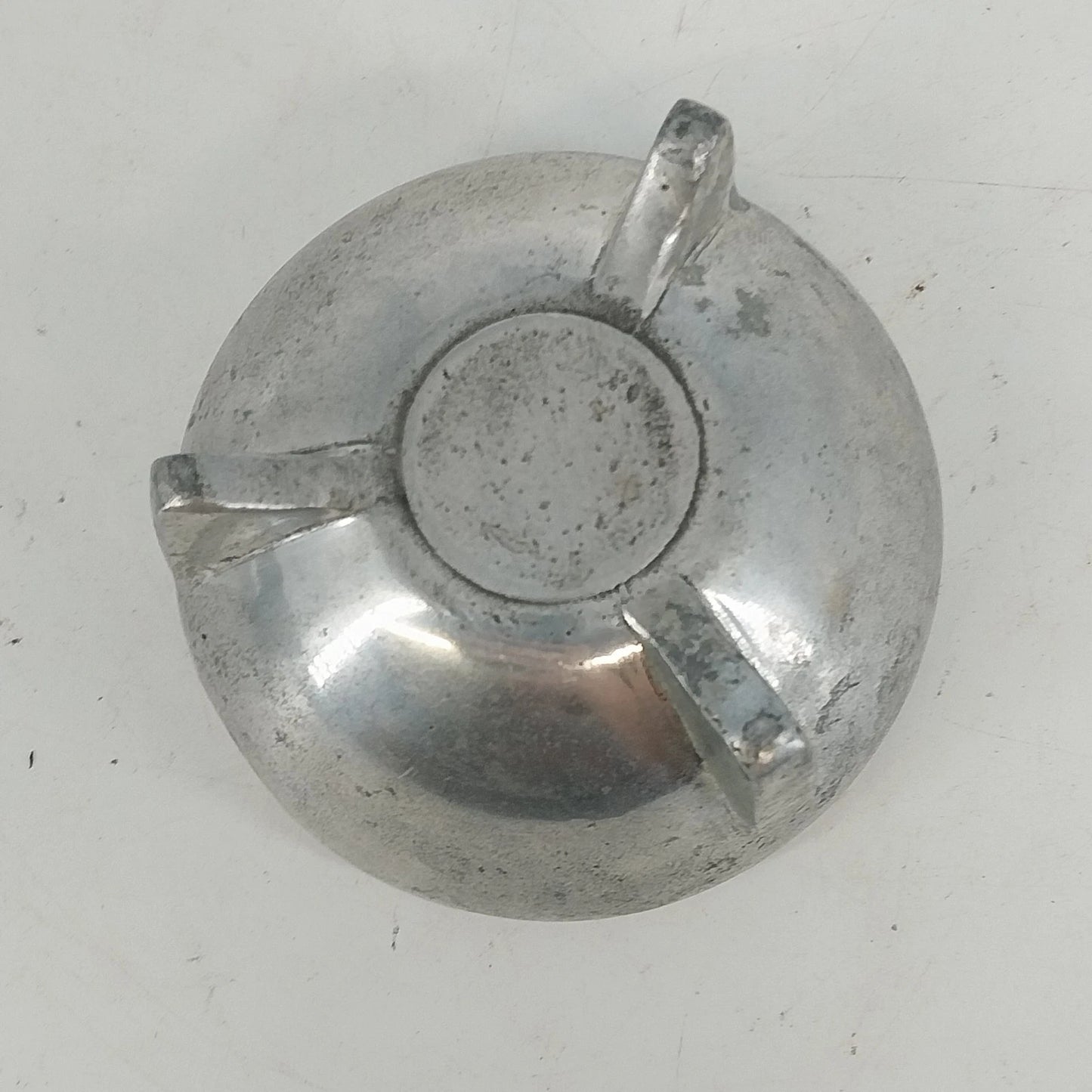 Pewter Trinket Box Storage Floral 3 Legged Footed Lift Lid Ball Finial 3.25" Vtg