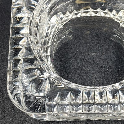 Crystal D'Argues French Candle Holder Faceted Square 4" Marked France EUC