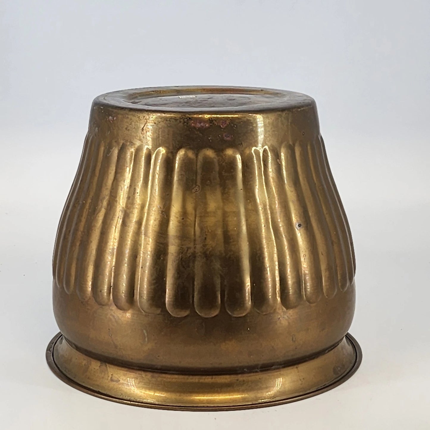 Brass Planter Pot Ribbed Fluted Bowl India 9.5" Indoor Outdoor Plant Decor Vtg