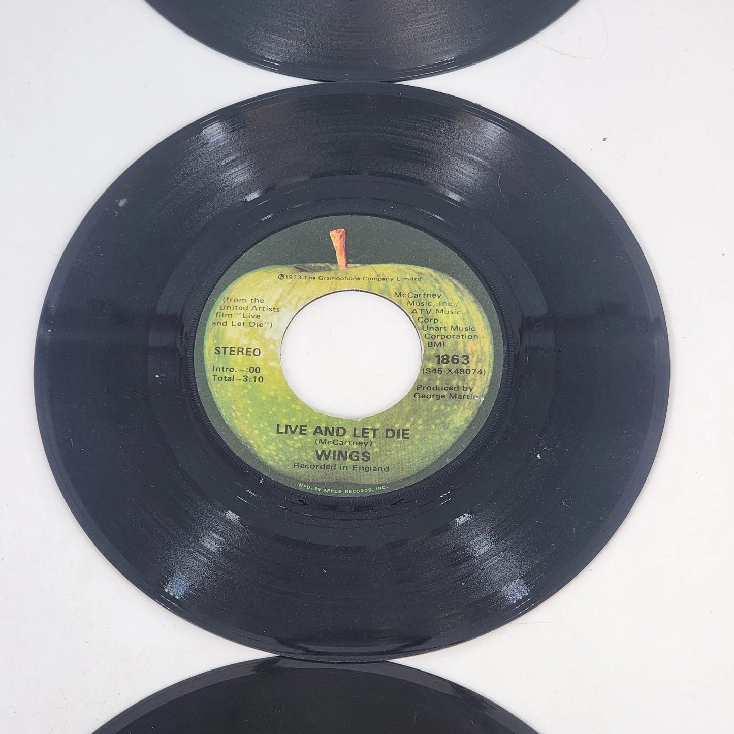 1970s 3-Pack 45RPM Vinyl Wings Guess Who Rocky Theme Records