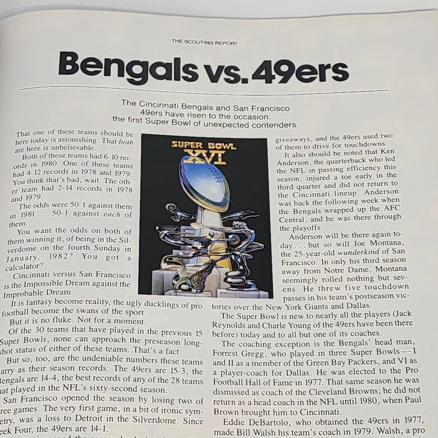 Super Bowl XVI 1982 Official NFL Game Program 49ers vs Bengals Joe Montana MVP