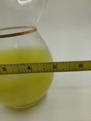 Blendo Yellow to Clear Pitcher w/ Gold Band Ice Lip WV Glass 6.25"x4"