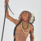 Native American Warrior Chief Statue Spear & Animal Hide Figurine Large 16.5"
