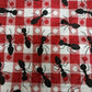 Red/White & Ants Checked Tablecloth 42X40 Inches Picnic Style Machine Washable