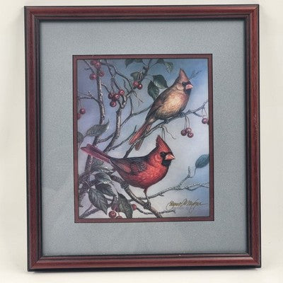 "Red Splendor" Signed Cardinal Print by James Meger | Matted & Framed 9” x 11” Wildlife Art | Bird Lover Gift | Nature Wall Decor