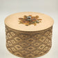 Wood & Wicker Harvey Round Sewing Basket with Miscellaneous Sewing Items Vintage