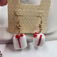 Set 2 White Red Disney Gift Box & Deep Red Wide Hoop Wavy Stud & Drop Earrings
