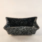 Black and White Speckled Rectangular Planter Vase Glazed Made in the USA Chipped