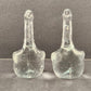 Pair of 4" Clear Glass Swan Figurines Molded Paperweights Vintage