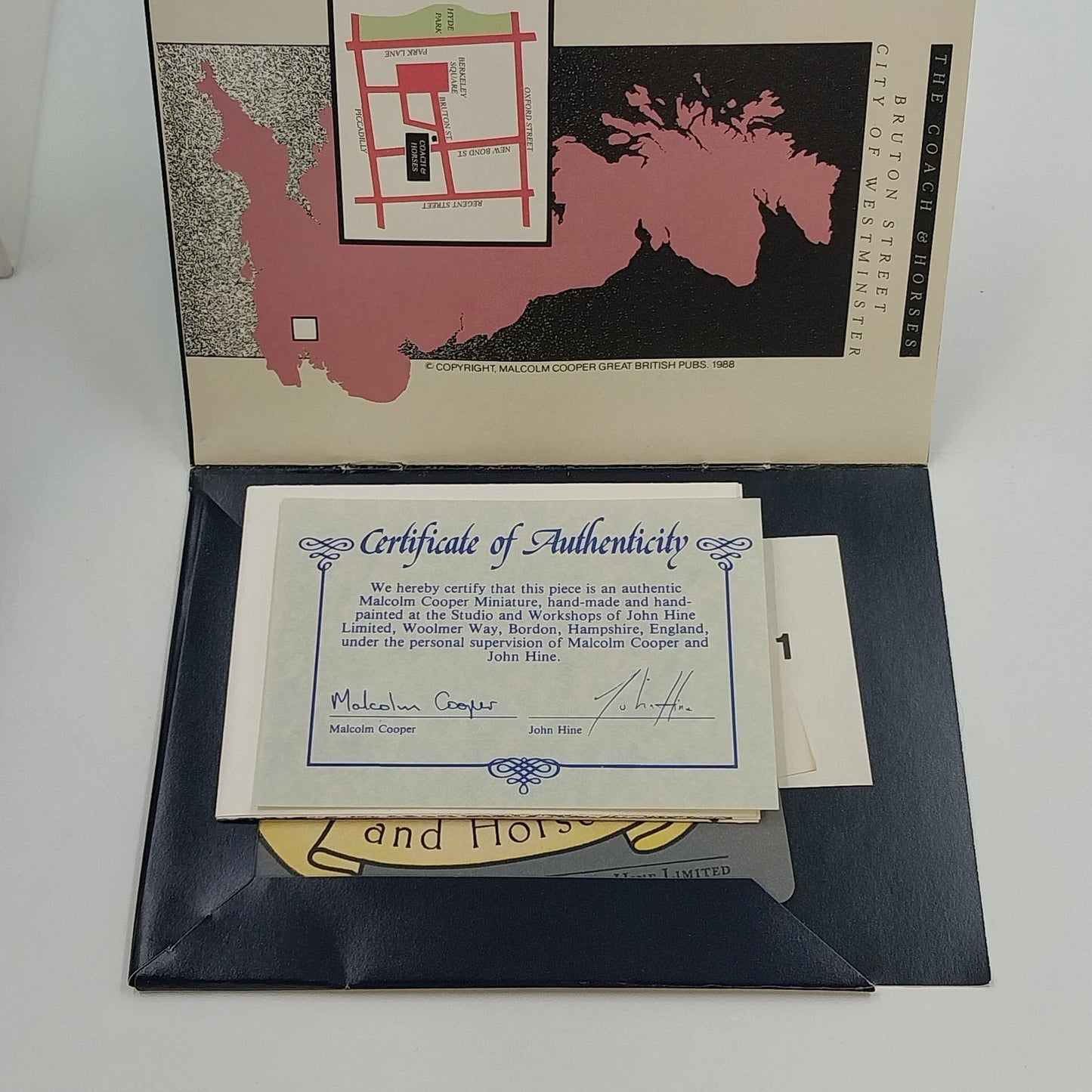 Malcolm Cooper Coach & Horses Bruton Street 1986 Great British Pubs Box COA Vtg