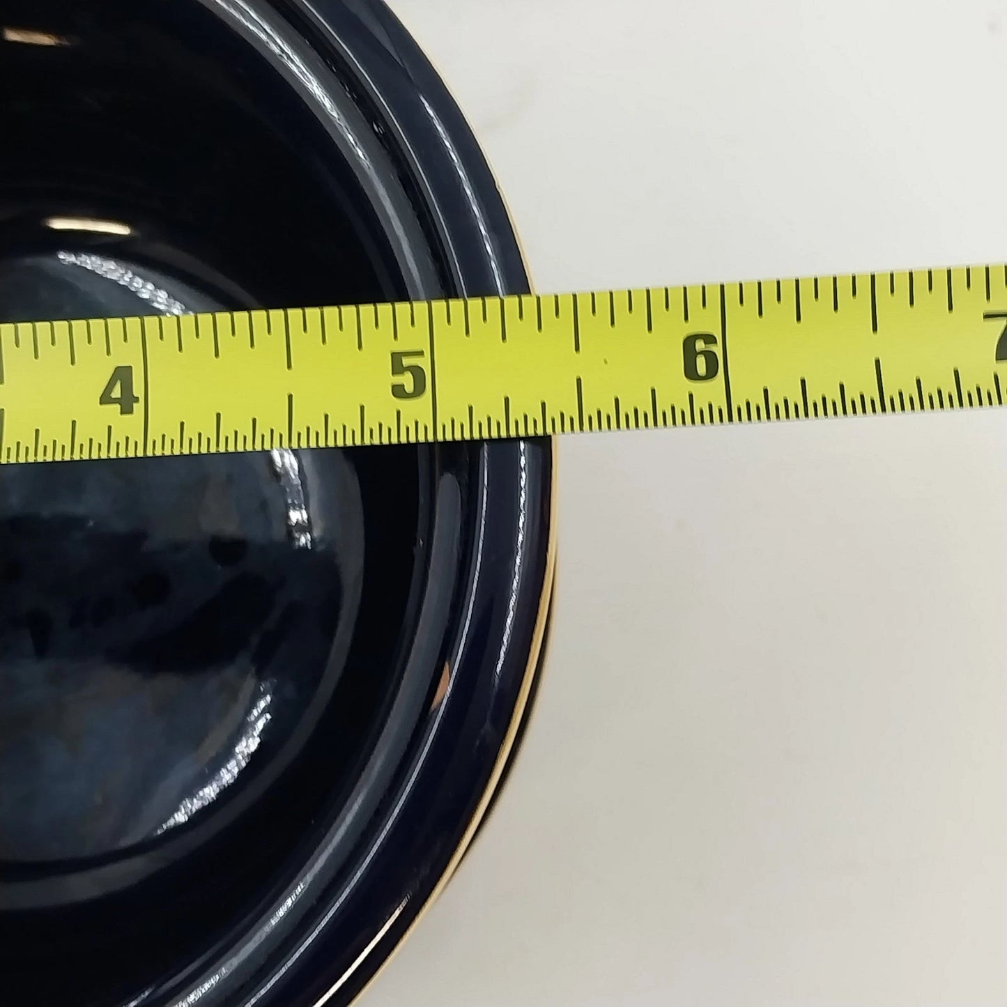 Florentine Italy Footed Pottery Bowl Cobalt Blue Gold Classical 4" Tall x 5.25"d