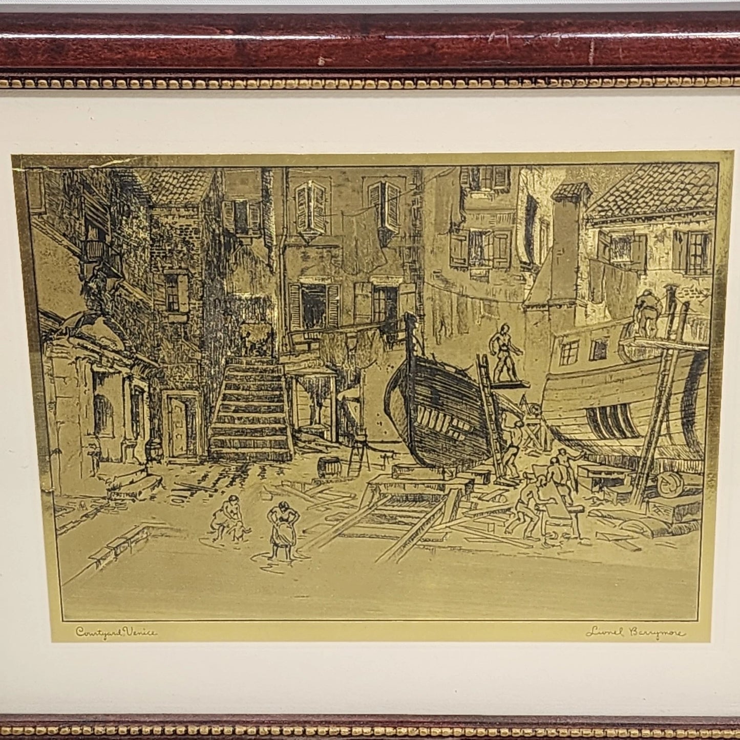 Lionel Barrymore Talio Chrome Framed Venice Prints Set of 4 Signed