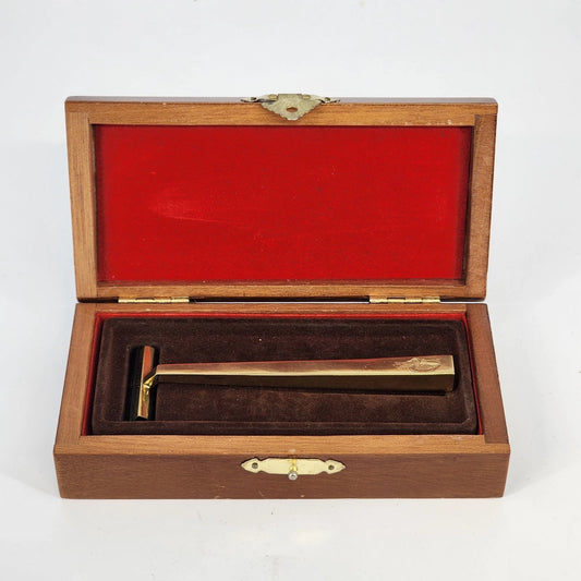 Gold Dual Blade Safety Razor Duck Engraving Wood Toiletry Shaving with Box Vtg