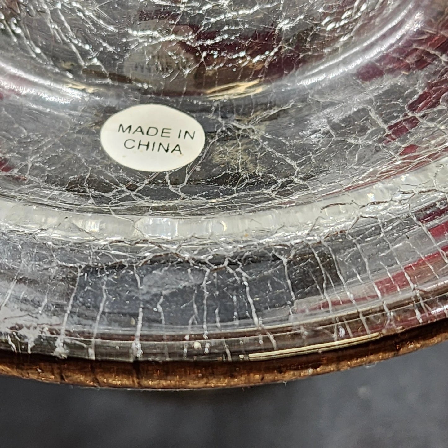 Yankee Candle Shade & Underplate Large Jar Brown Crackle Glass Autumn Leaves