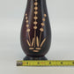 Turned Wood Vase Inset Botanical Floral Pattern Dark Brown 8" Vintage