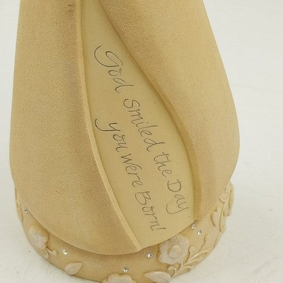 Enesco Foundations Angel Figure by Karen Hahn "God Smiled The Day You Were Born"