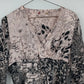 Women's Floral Blouse Black White Layered V Neck Long Sleeve Top Small