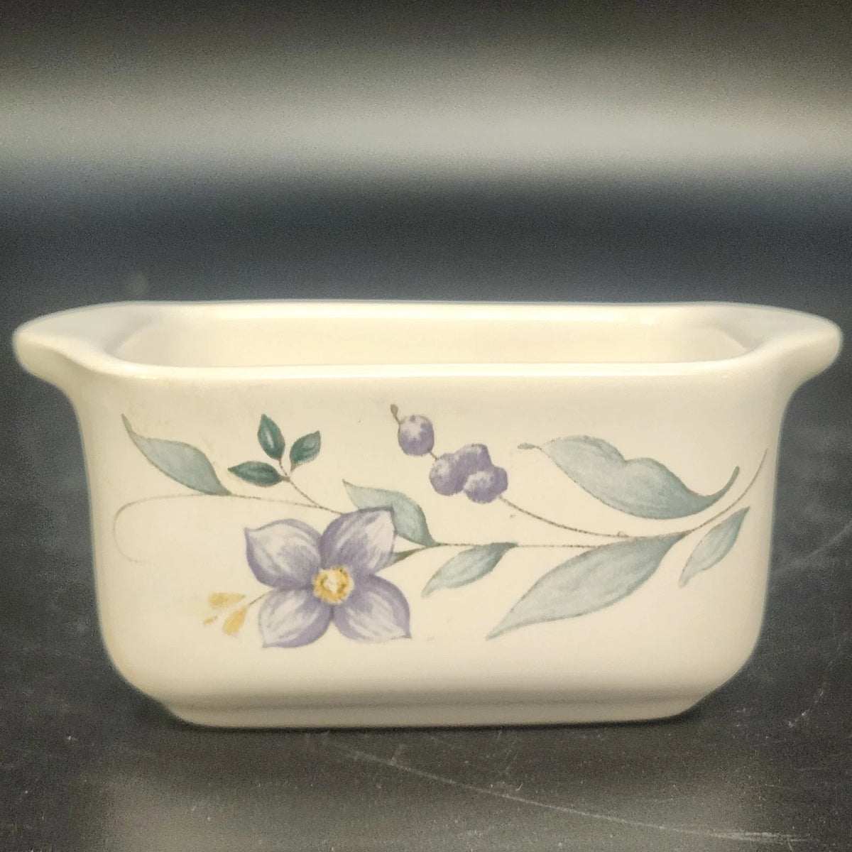 Pfaltzgraff April Mini Loaf Pan Baking Dish 4" Floral Stoneware Handles USA Vtg