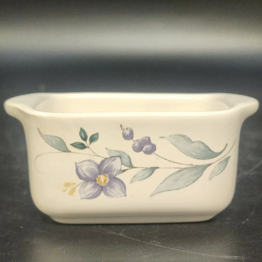 Pfaltzgraff April Mini Loaf Pan Baking Dish 4" Floral Stoneware Handles USA Vtg