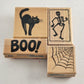 Lot of 4 Stampabilities Halloween Themed Wooden Mounted Rubber Stamps Vintage