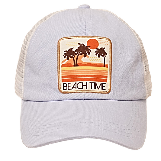 Beach Time BaseBall Cap Trucker Hat Poly Mesh Back Cotton Front Patch NEW