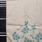 Off-White Linen Table Runner/Dresser Scarf Blue Embroidery 42"x16" Vintage