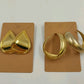 Set of Two Pair Large Gold Tone Pierced Earrings Chunky Hoop & Teardrop Shaped