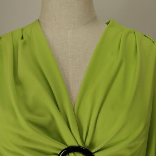 Julie Mitchell Lime Green Gathered V Neck Blouse Size L