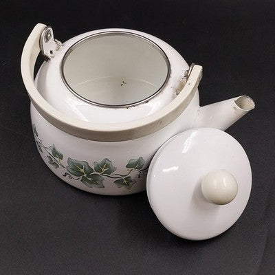 Corelle Coordinates Pattern Callaway Ivy Style Tea Kettle White Enamel Ivy Leave