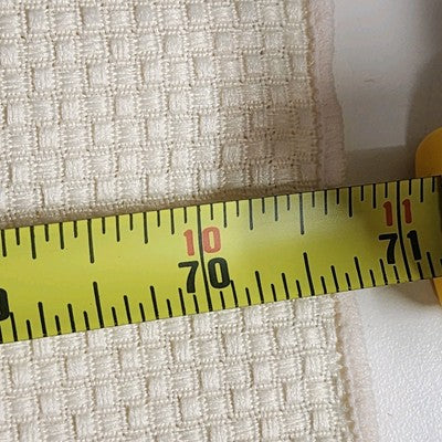 Off White Tablecloth w Waffle Woven Weave Motif Overlock Hem 50" x 70" Rectangle