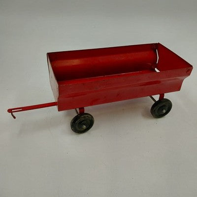 Ertl Red Farm Grain Wagon Trailer Pressed Steel 8"x4" Vintage 1:16 Tractor Toy