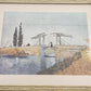 Framed Print Vincent van Gogh Langlois Bridge at Arles Vintage 1950 Wall Art 10"