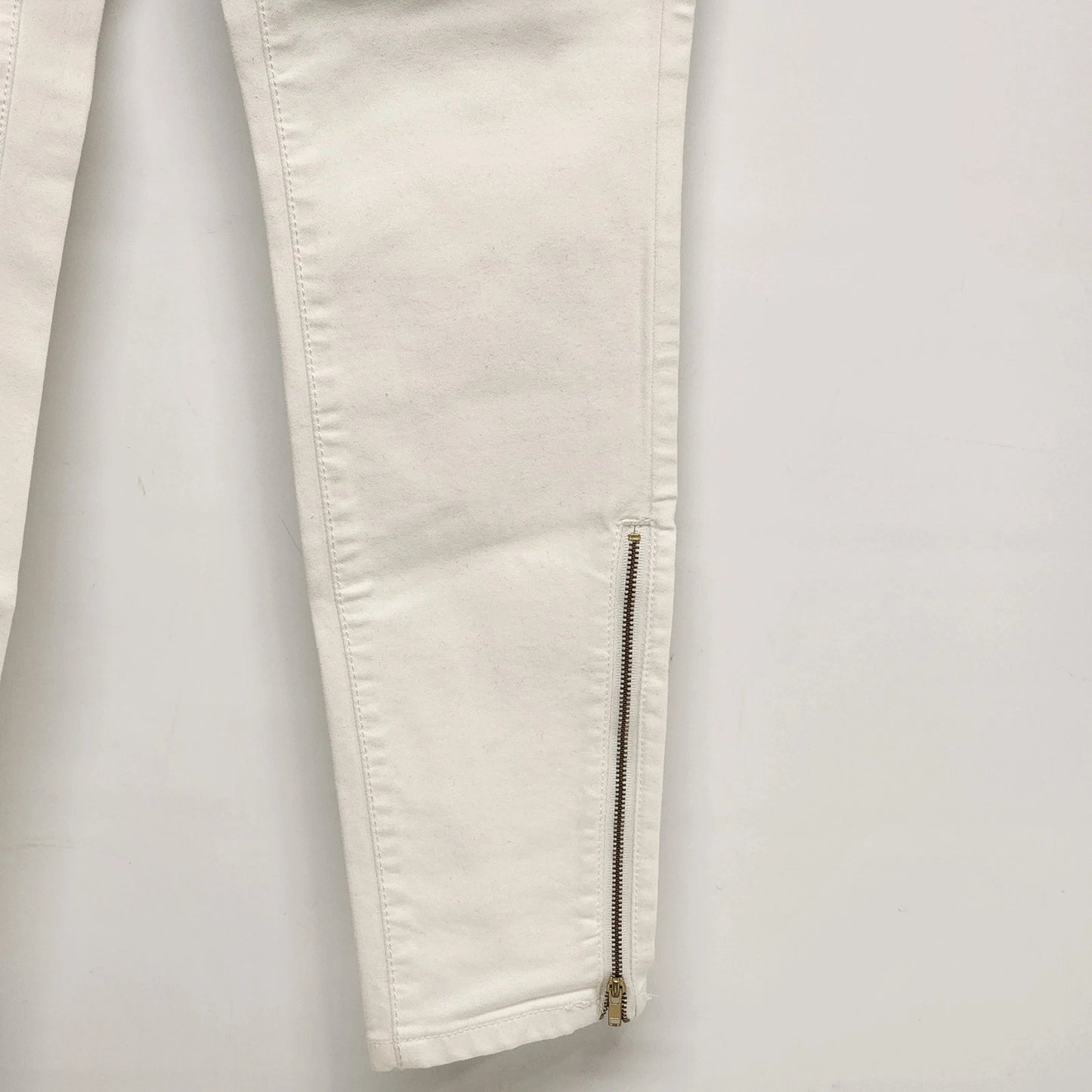 Mossimo White Stretch Denim Jeans Women's 10 Zipper Taper Leg Convertible Chic