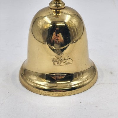Dept 56 Brass Bell Long Decorative Handle with Logo Polished Etched Dog 4" x 10"