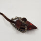 Danish Teak Wood Mouse Keychain Rhinestone Eye Leather Tail Ears Miniature 1.25"