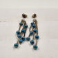 Sterling Silver Tone Chain with Teal Beads Ball Dangle Push Back Earrings 2"