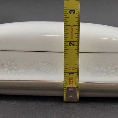 Noritake Cumberland Covered Butter Dish 8" White Floral Platinum Trim Vtg