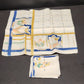 Square Polyester Tablecloth 34" x 34" & 4 Matching 12" Napkins Tulips Navy Edge