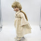 Porcelain Angel Doll Blonde White Robe Gold Wings Cross Stand 17" China Vintage