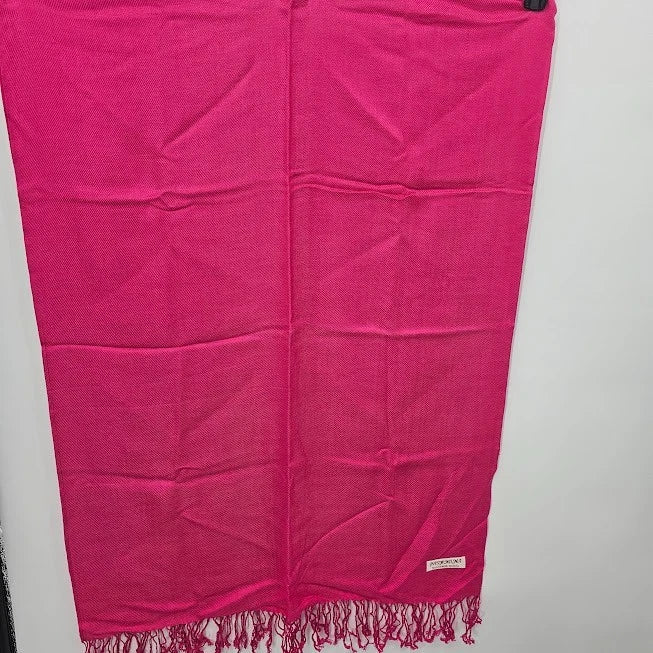 Pashmina Shawl Wrap Bright Pink Oversized Scarf 26x68" 70% Cashmere 30% Silk Vtg