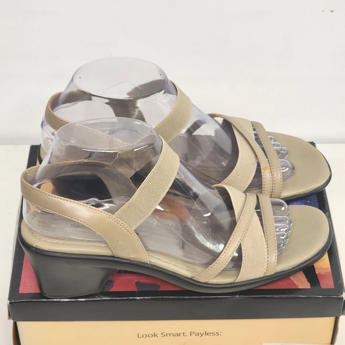 Montego Bay Club Marian Wedge Sandals Womens 7.5 Taupe Slip On