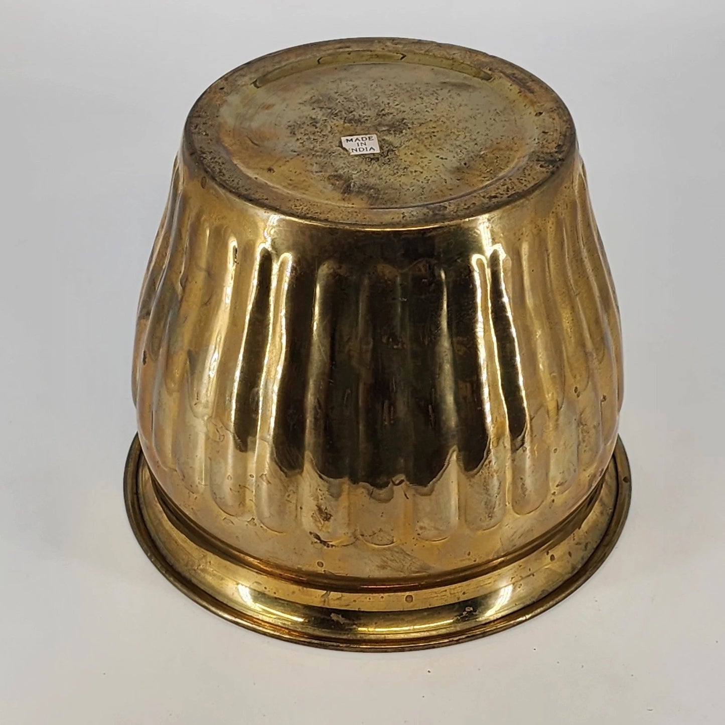 Brass Planter Pot Ribbed Bowl India 8.5"d Indoor Outdoor Plant Holder Decor Vtg