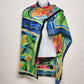 Geometric Silk Blend Square Scarf 34" Abstract Colorful Print Roll Edge