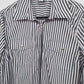 Tracy M Black White Striped Zip Front Blouse Women Large