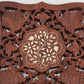 2 Hand Carved Wood Trivets 8" Gold Inlay Floral Leaf Design Scrolled Sides India