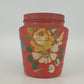 Ransburg Hand Painted Floral Cookie Cracker Jar Glass Metal Lid Folk Art