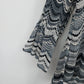 Women's Medium Black White Chevron Pleated Blouse Lettuce Trim 3/4 Sleeve