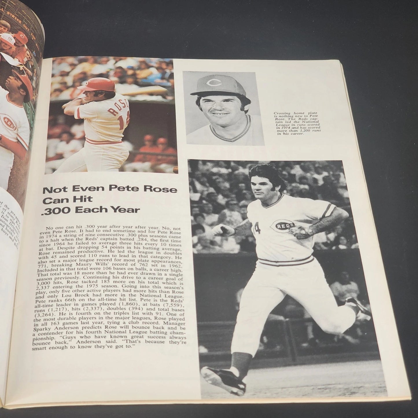 Cincinnati Reds 1975 Yearbook Pete Rose Johnny Bench Joe Morgan MLB Magazine Vtg