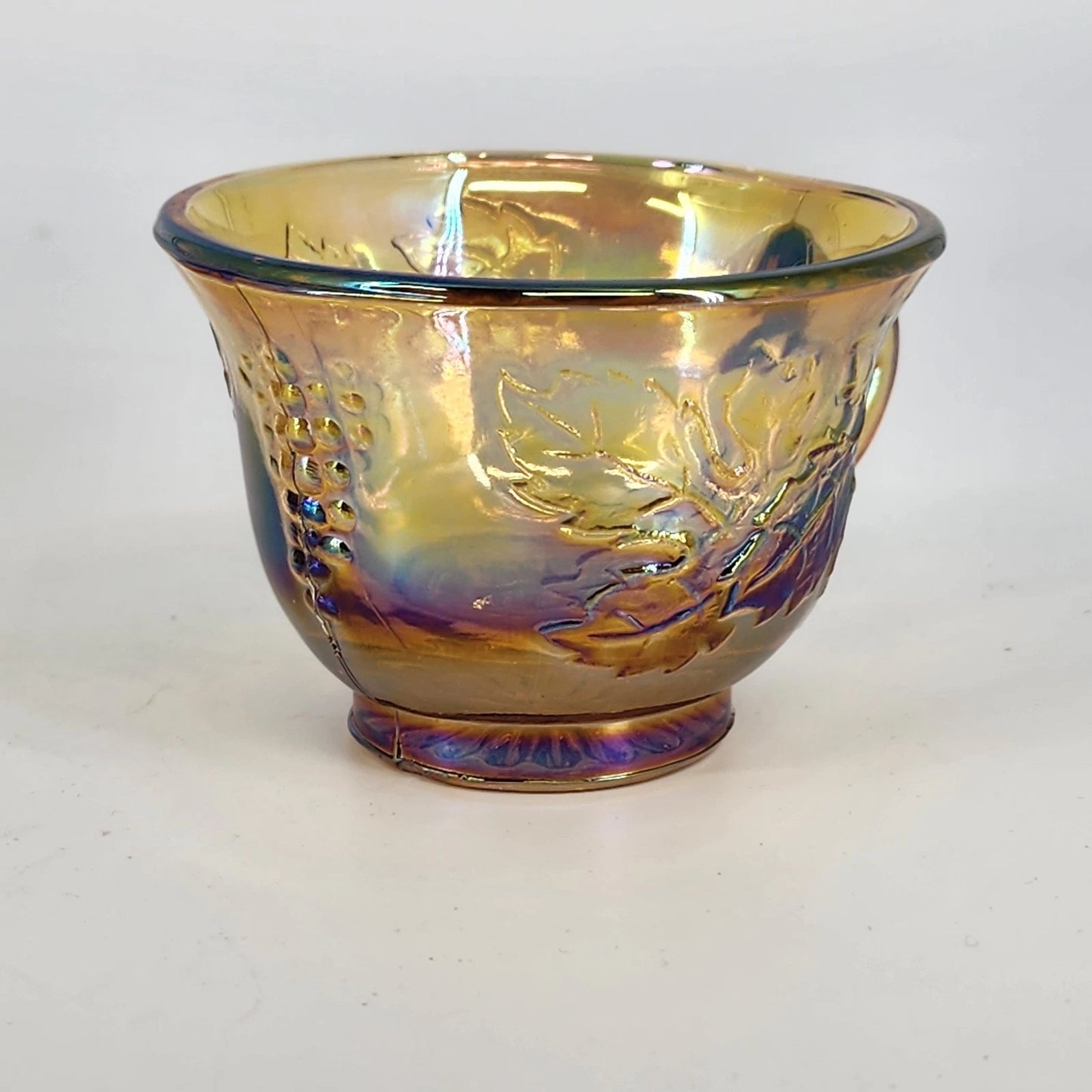 5 Harvest Grape Punch Cups Marigold Iridescent Indiana Glass Carnival Vintage