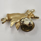 Gigio Giusti Flying Guardian Angel Lapel Pin Satin & Shiny Gold Tone Religious